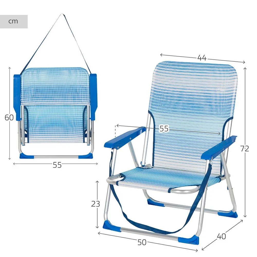 Aktive 62670 Niedriger Klappstuhl Aus Aluminium, Striped blue, One Size Aktive 62670 Niedriger Klappstuhl Aus Aluminium, Striped blue, One Size