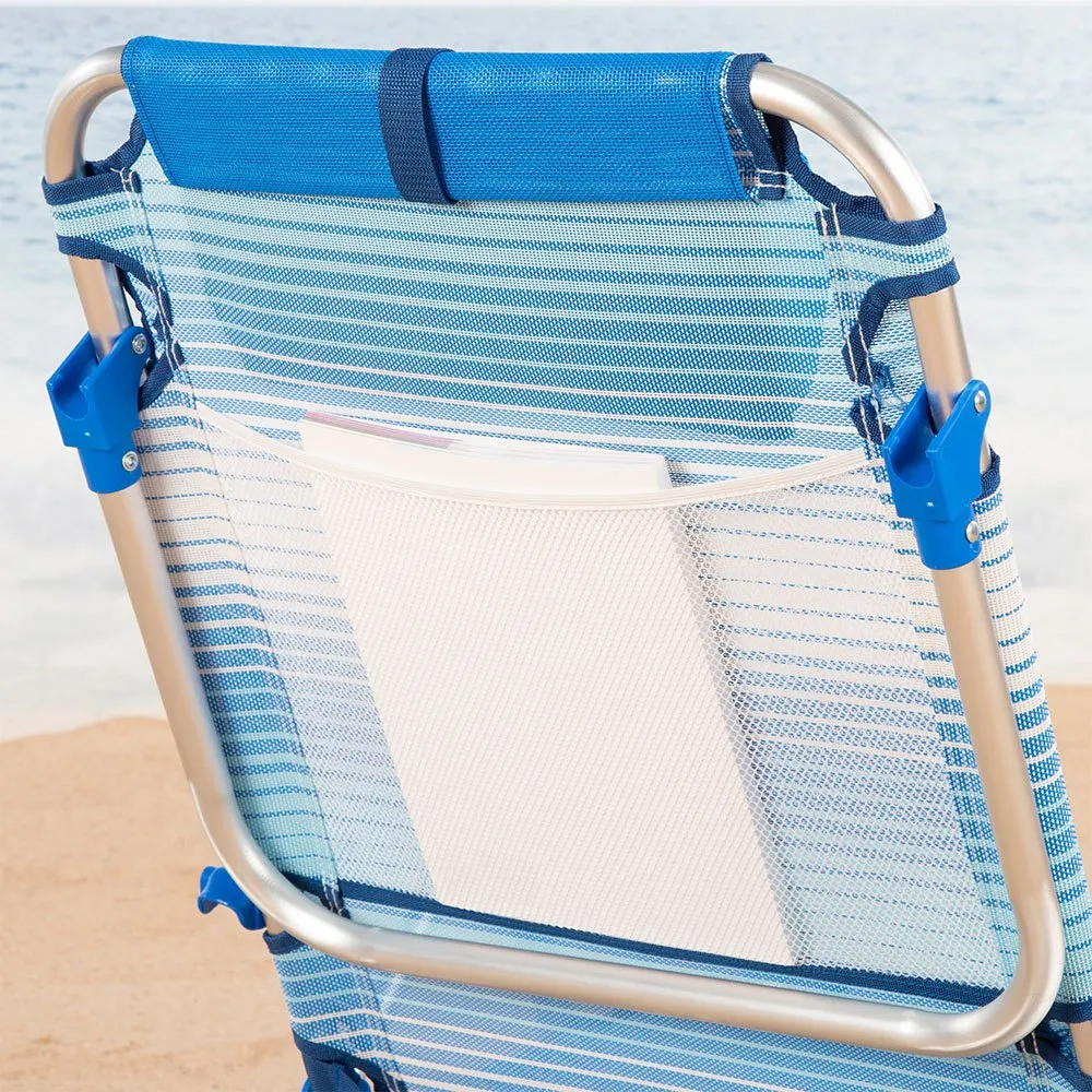 Aktive 62671 Niedriger Faltbarer Mehrpositionsstuhl Aus Aluminium, Striped blue, One Size Aktive 62671 Niedriger Faltbarer Mehrpositionsstuhl Aus Aluminium, Striped blue, One Size