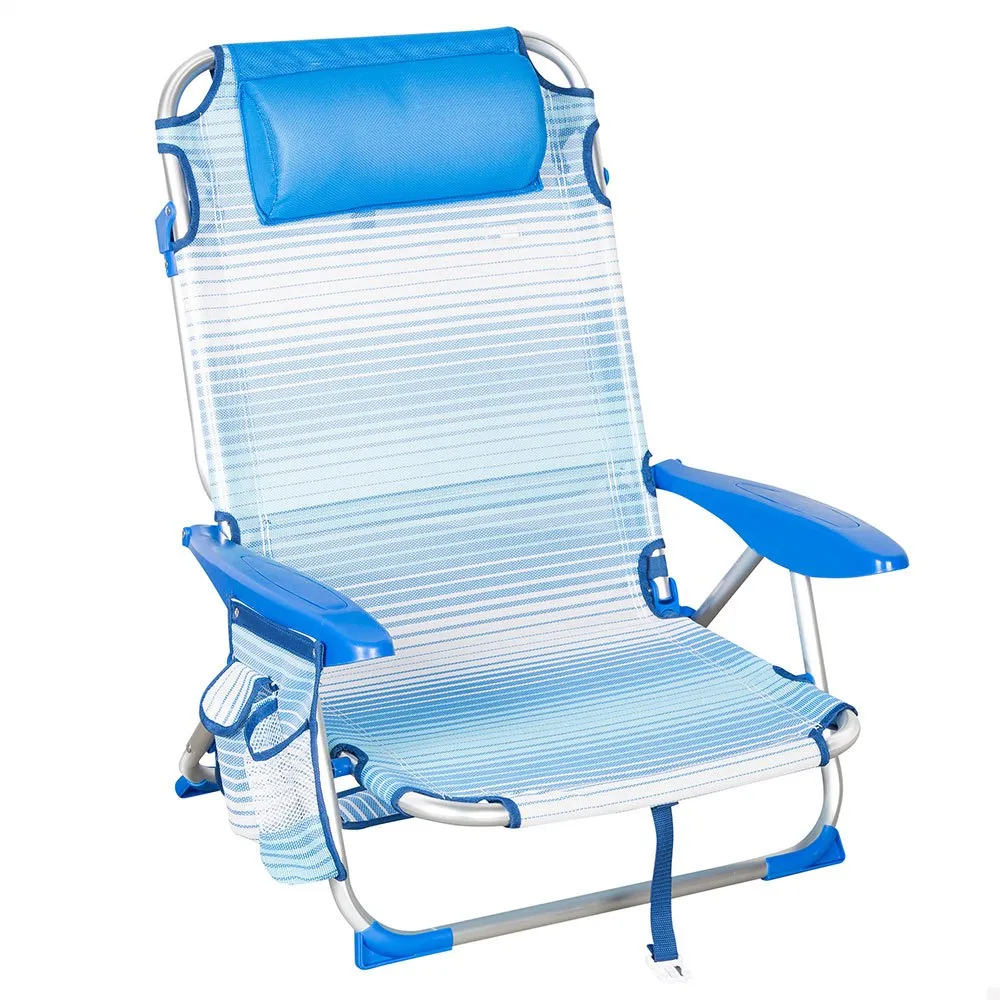 Aktive 62671 Niedriger Faltbarer Mehrpositionsstuhl Aus Aluminium, Striped blue, One Size Aktive 62671 Niedriger Faltbarer Mehrpositionsstuhl Aus Aluminium, Striped blue, One Size