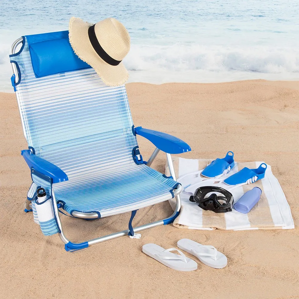Aktive 62671 Niedriger Faltbarer Mehrpositionsstuhl Aus Aluminium unisex, Striped blue, One Size Aktive 62671 Niedriger Faltbarer Mehrpositionsstuhl Aus Aluminium unisex, Striped blue, One Size