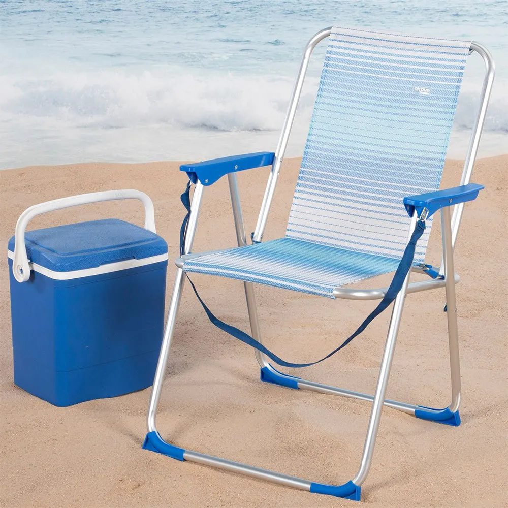 Aktive 62673 Aluminium Mehrfach Verstellbarer Klappstuhl, Striped blue, One Size Aktive 62673 Aluminium Mehrfach Verstellbarer Klappstuhl, Striped blue, One Size