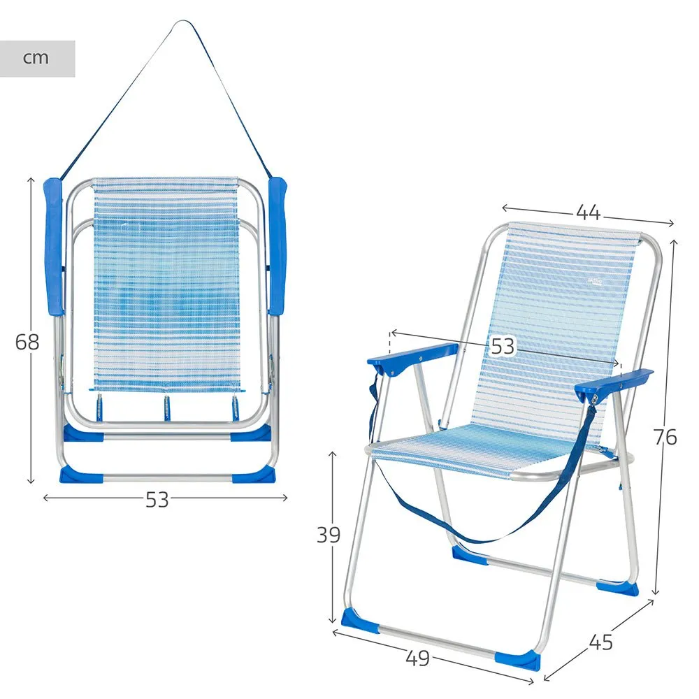 Aktive 62673 Aluminium Mehrfach Verstellbarer Klappstuhl, Striped blue, One Size Aktive 62673 Aluminium Mehrfach Verstellbarer Klappstuhl, Striped blue, One Size