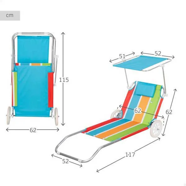 Aktive 62682 Strandwagenliege 52x117x62 Cm, Multicolour, One Size Aktive 62682 Strandwagenliege 52x117x62 Cm, Multicolour, One Size
