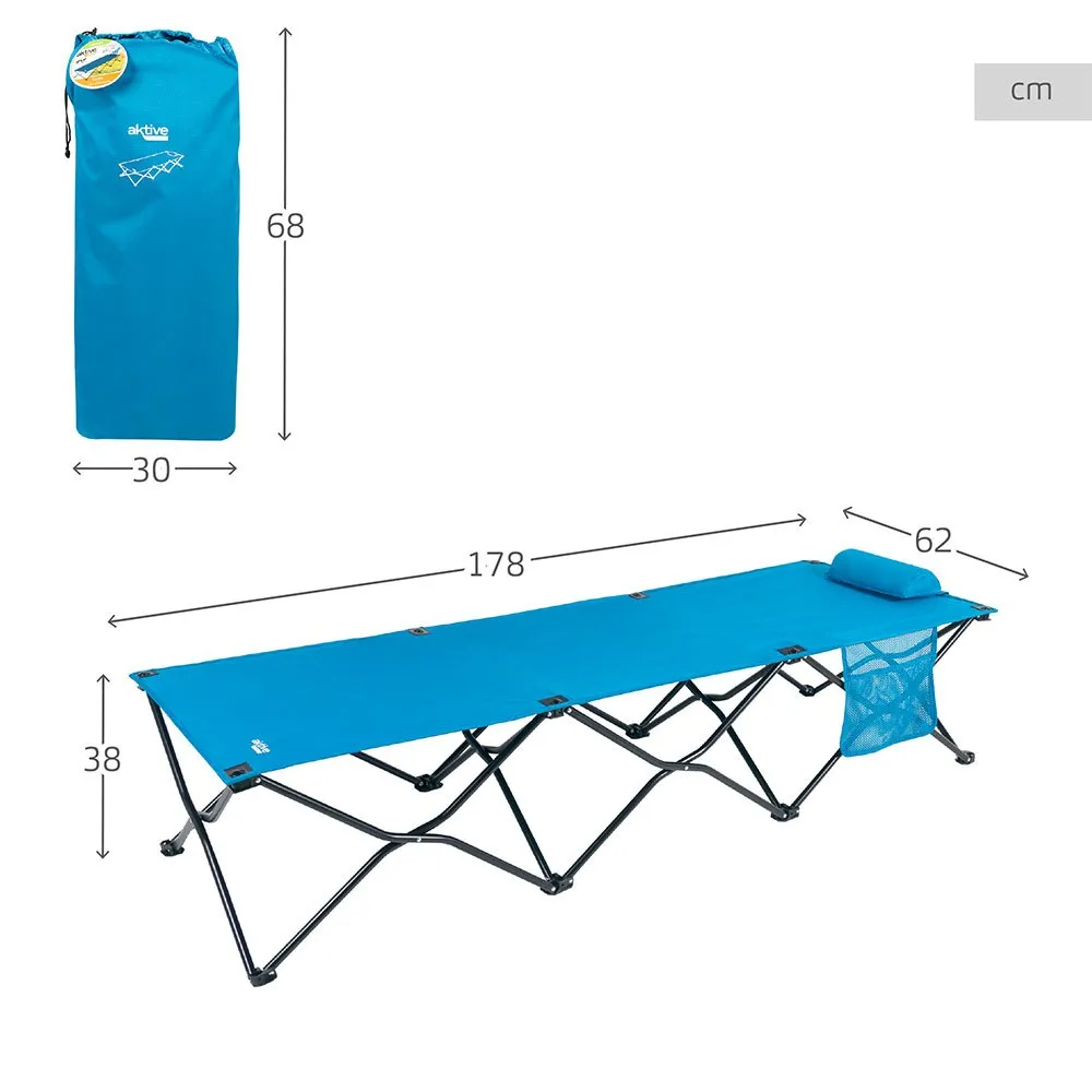 Aktive 63042 178x38x62cm Folding Campingbett, Blue / black, One Size Aktive 63042 178x38x62cm Folding Campingbett, Blue / black, One Size
