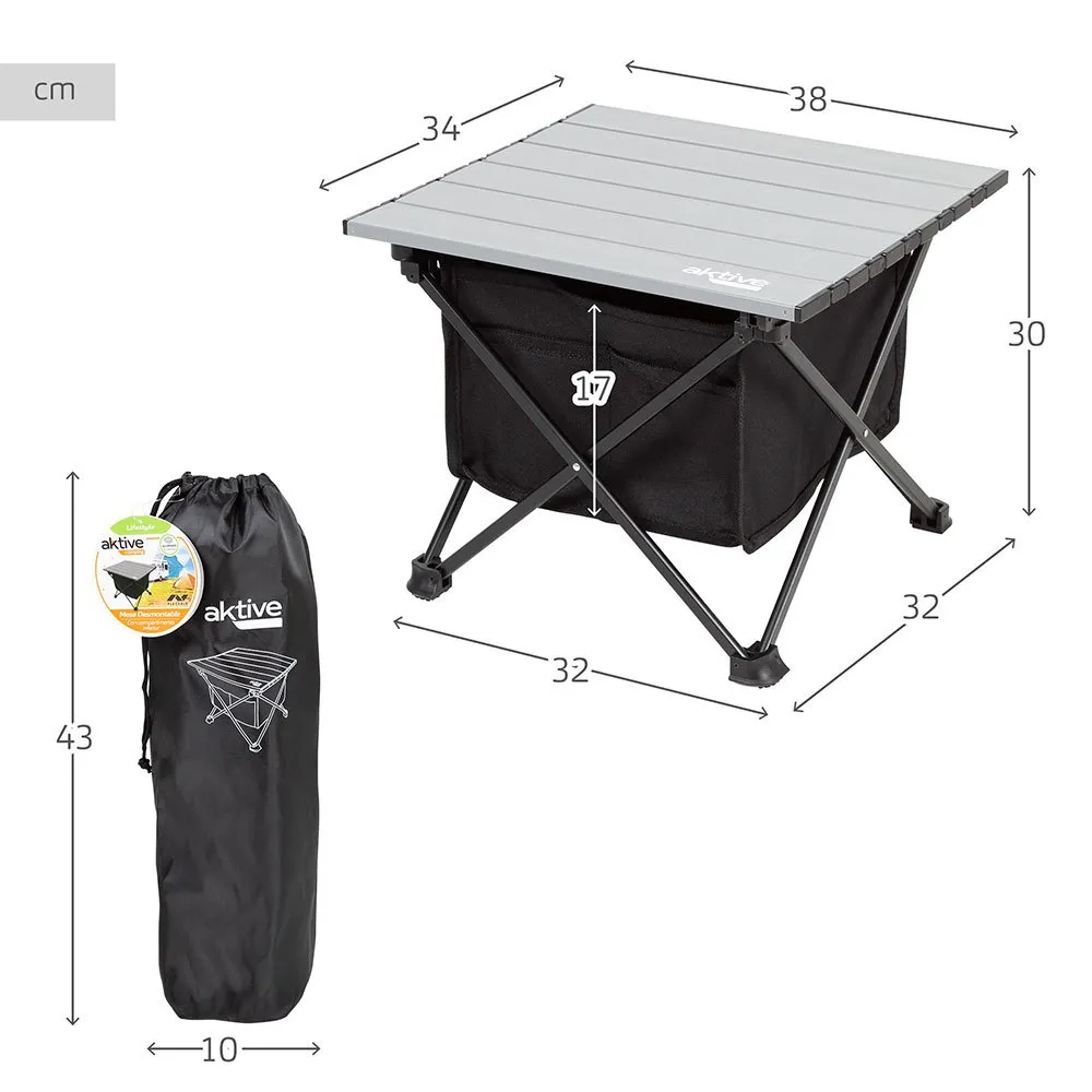 Aktive 63043 34x38x30cm Klappbarer Campingtisch, Grey / black, 34 x 38 x 30cm Aktive 63043 34x38x30cm Klappbarer Campingtisch, Grey / black, 34 x 38 x 30cm