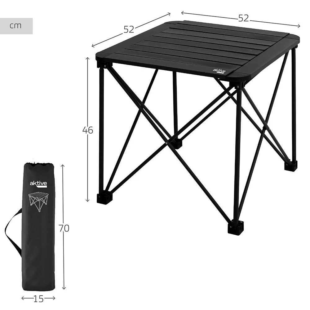 Aktive 63051 52x52x46cm Klappbarer Campingtisch, Black, 52 x 52 x 46cm Aktive 63051 52x52x46cm Klappbarer Campingtisch, Black, 52 x 52 x 46cm