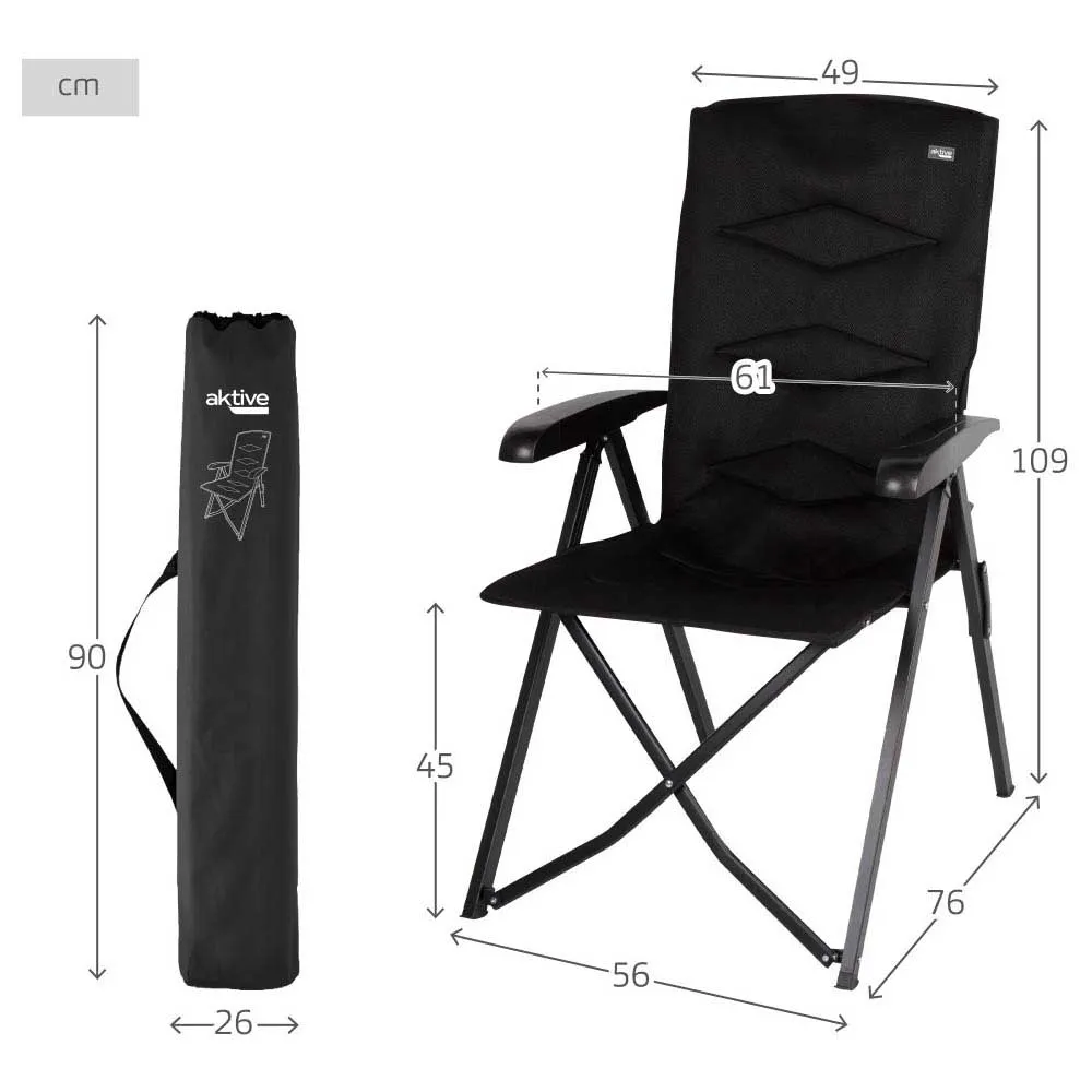 Aktive 63058 Mehrpositions-klappstuhl Gepolstert, Black, 56 x 76 x 109cm Aktive 63058 Mehrpositions-klappstuhl Gepolstert, Black, 56 x 76 x 109cm