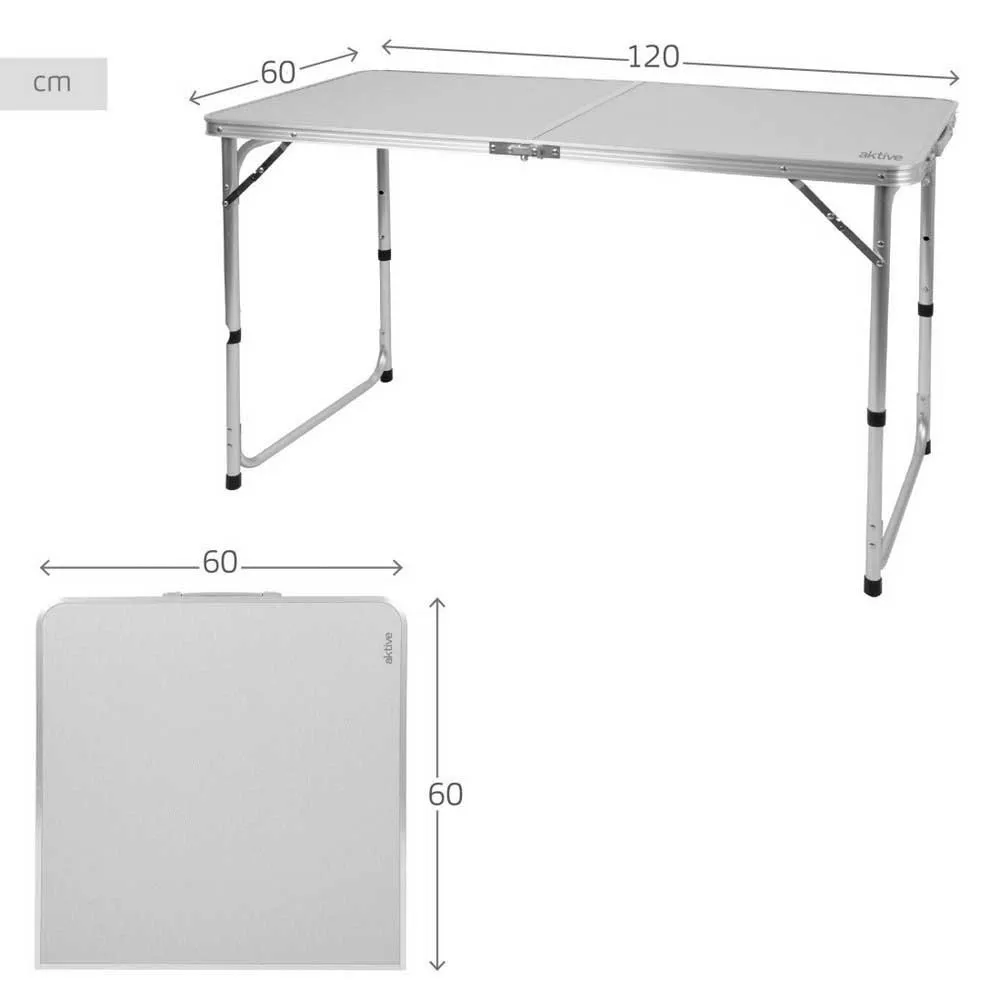 Aktive 63088 Höhenverstellbarer Klappcampingtisch, Grey, 120 x 60 x 54/60/70cm Aktive 63088 Höhenverstellbarer Klappcampingtisch, Grey, 120 x 60 x 54/60/70cm