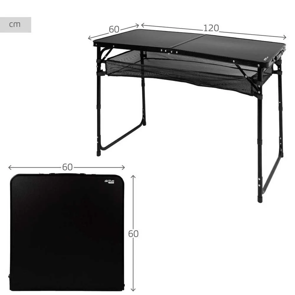 Aktive 63089 Höhenverstellbarer Klappcampingtisch, Black, 120 x 60 x 60/70cm Aktive 63089 Höhenverstellbarer Klappcampingtisch, Black, 120 x 60 x 60/70cm
