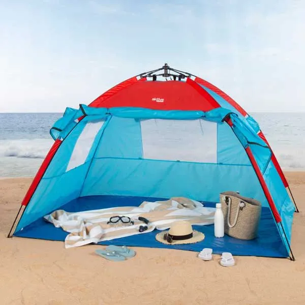 Aktive 63120 Windschutz Und Strandzelt 213x133x120 Cm, Blue / red, 4 places Aktive 63120 Windschutz Und Strandzelt 213x133x120 Cm, Blue / red, 4 places