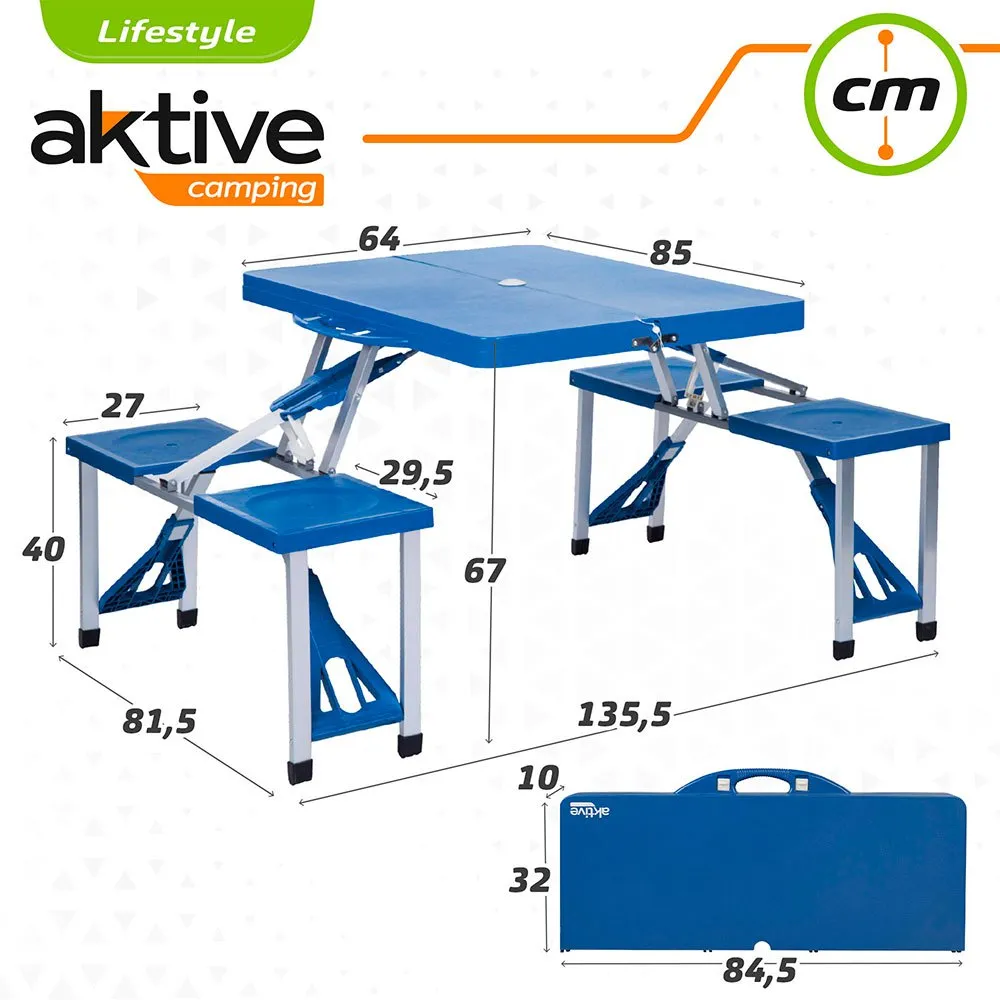 Aktive 85x64x67 Cm With Seat Tisch, Blue, One Size Aktive 85x64x67 Cm With Seat Tisch, Blue, One Size