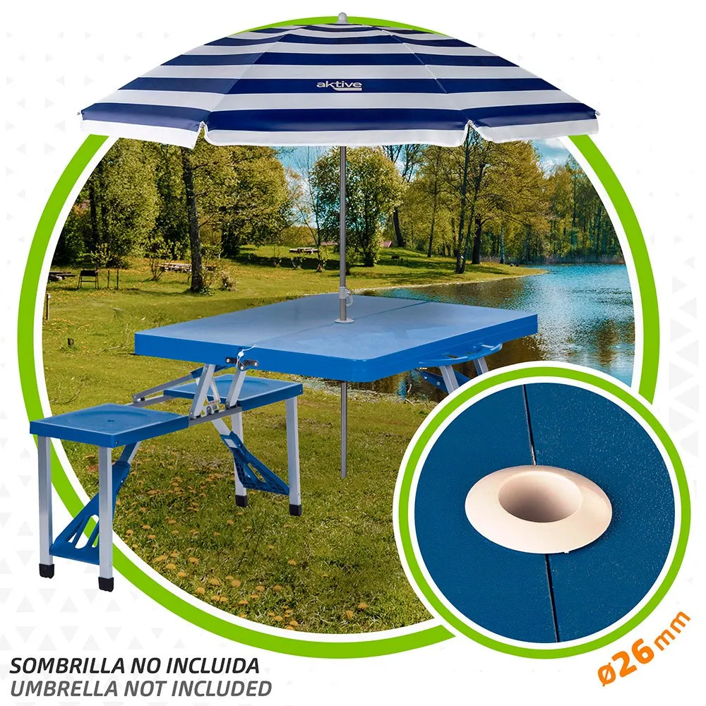 Aktive 85x64x67 Cm With Seat Tisch, Blue, One Size Aktive 85x64x67 Cm With Seat Tisch, Blue, One Size