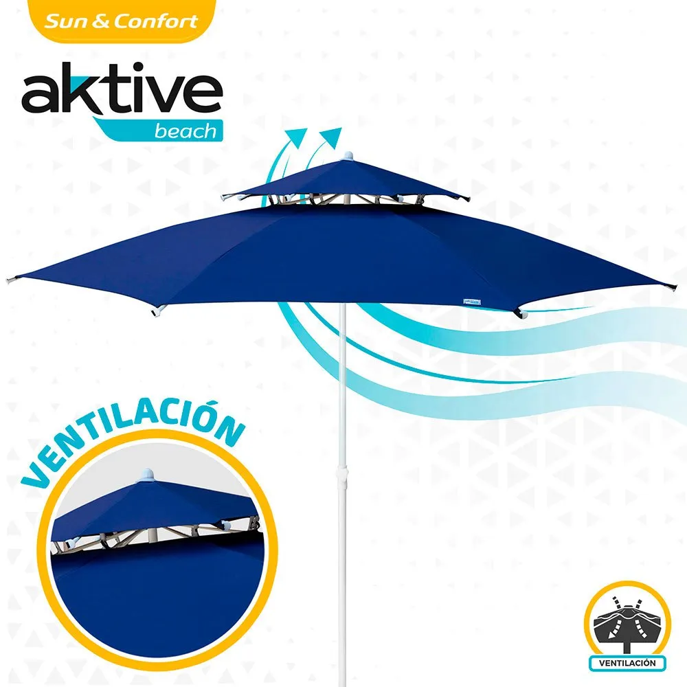 Aktive Achteckiger Regenschirm Mit Metallstange Doppeltem Dach Und Uv30-schutz 280 Cm Refurbished, Navy, One Size Aktive Achteckiger Regenschirm Mit Metallstange Doppeltem Dach Und Uv30-schutz 280 Cm Refurbished, Navy, One Size