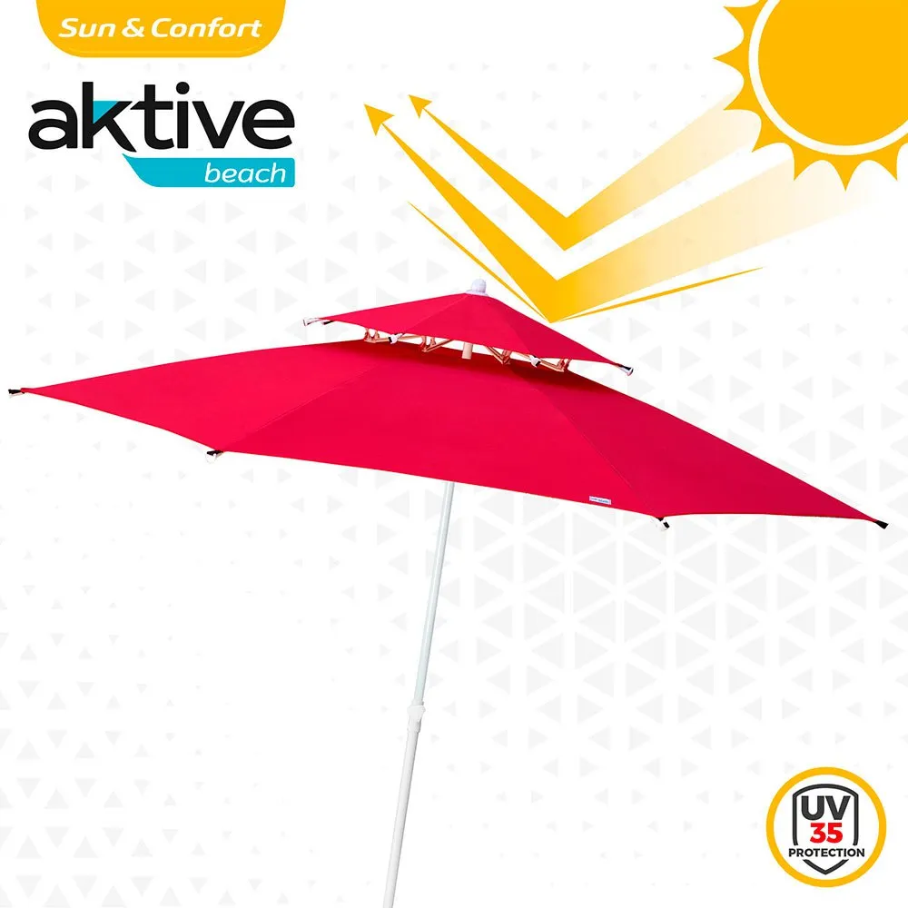 Aktive Achteckiger Sonnenschirm Mit Metallstange Doppeldach Und Uv30-schutz 280 Cm, Red, One Size Aktive Achteckiger Sonnenschirm Mit Metallstange Doppeldach Und Uv30-schutz 280 Cm, Red, One Size
