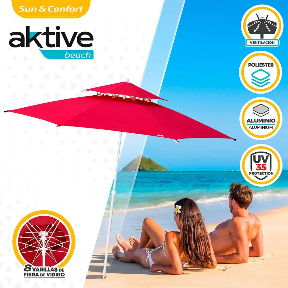 Aktive Achteckiger Sonnenschirm Mit Metallstange Doppeldach Und Uv30-schutz 280 Cm, Red, One Size Aktive Achteckiger Sonnenschirm Mit Metallstange Doppeldach Und Uv30-schutz 280 Cm, Red, One Size
