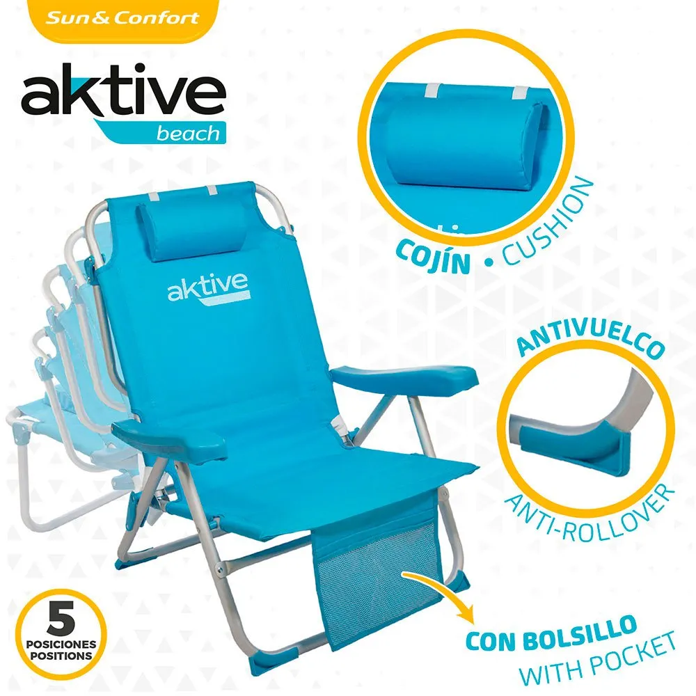 Aktive Aluminium Faltbarer Stuhlrucksack 5 Positionen 66x58x80 Cm, Blue, One Size Aktive Aluminium Faltbarer Stuhlrucksack 5 Positionen 66x58x80 Cm, Blue, One Size