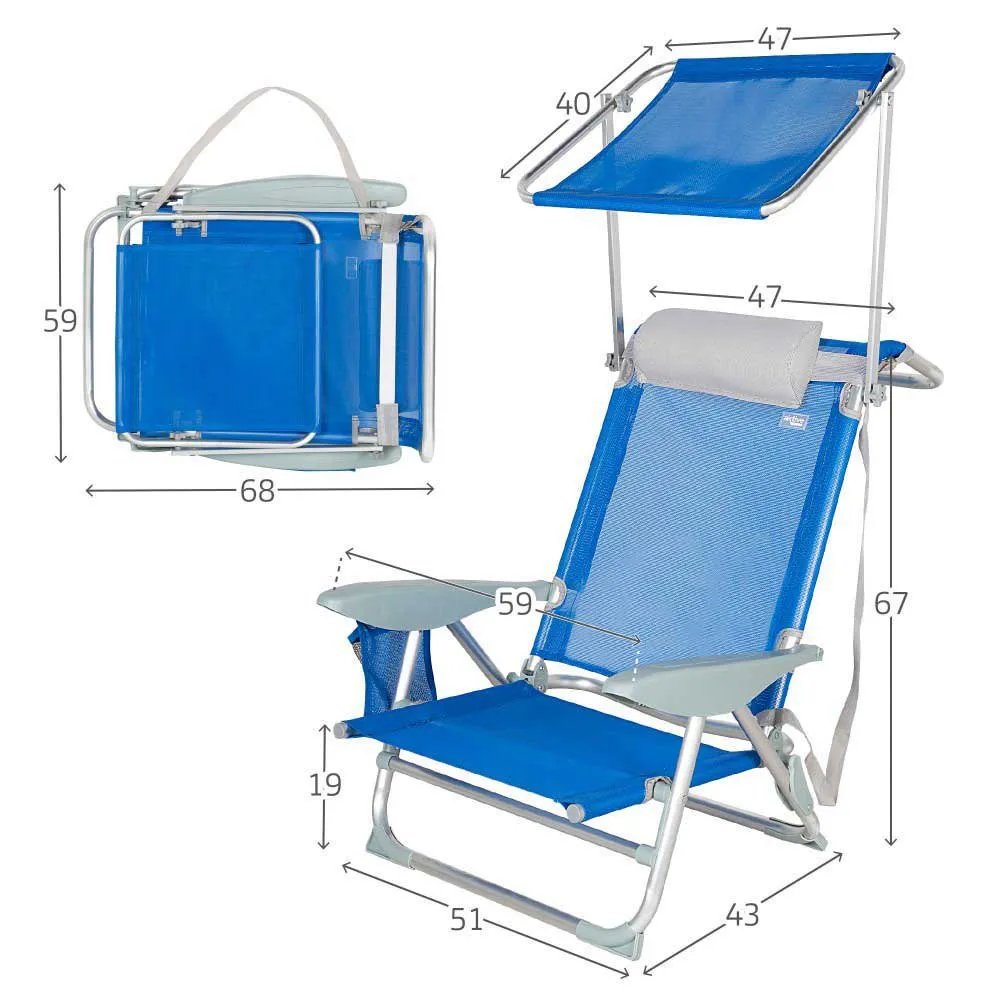 Aktive Aluminium Regenschirm + Tasche + Griff Fester Klappstuhl 83x60x 20/71 Cm, Multicolour, 83 x 60 x 20/71cm Aktive Aluminium Regenschirm + Tasche + Griff Fester Klappstuhl 83x60x 20/71 Cm, Multicolour, 83 x 60 x 20/71cm