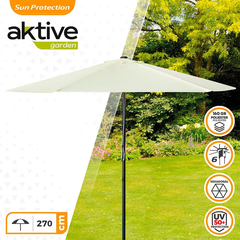 Aktive Aluminium Sechseckiger Sonnenschirm Mit Uv-schutz Und Doppelrollensystem 270 Cm 38 Mm 240 Cm, Beige, One Size Aktive Aluminium Sechseckiger Sonnenschirm Mit Uv-schutz Und Doppelrollensystem 270 Cm 38 Mm 240 Cm, Beige, One Size