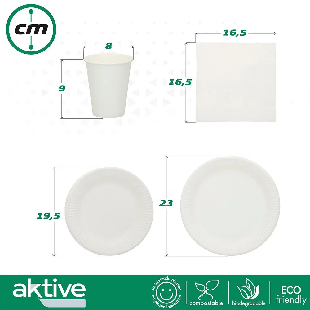 Aktive Biologisch Abbaubares Einweggeschirr 180 Stücke, White, One Size Aktive Biologisch Abbaubares Einweggeschirr 180 Stücke, White, One Size
