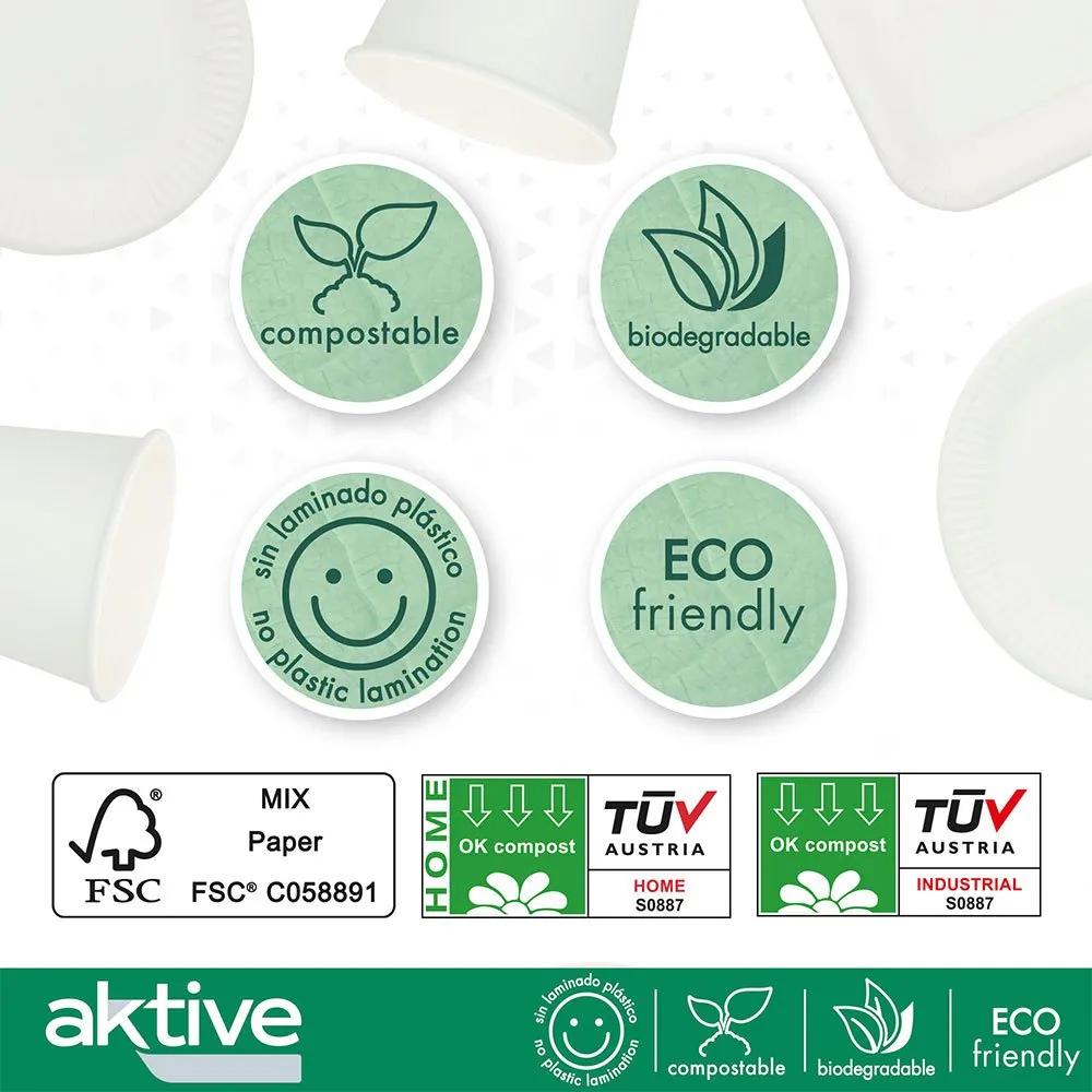 Aktive Biologisch Abbaubares Einweggeschirr 180 Stücke, White, One Size Aktive Biologisch Abbaubares Einweggeschirr 180 Stücke, White, One Size