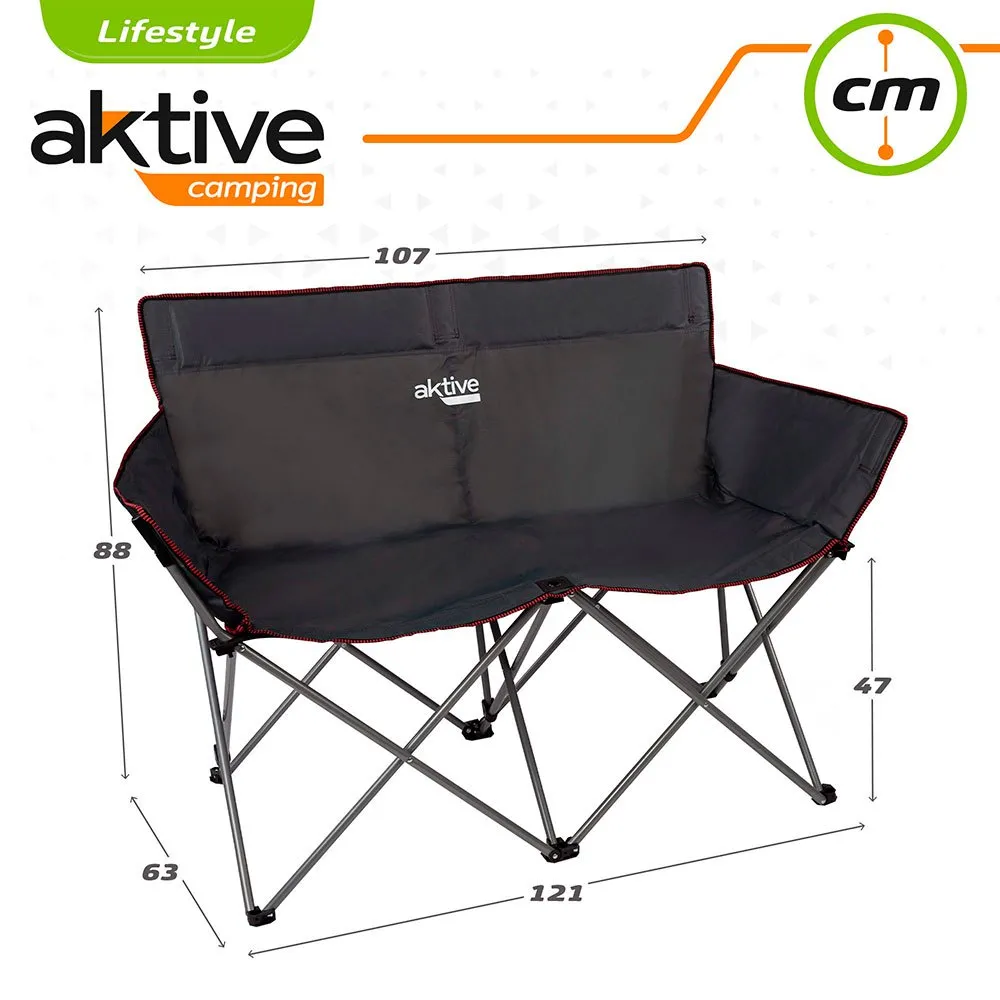 Aktive Camping 121x63x88 Cm Folding Stuhl, Black, One Size Aktive Camping 121x63x88 Cm Folding Stuhl, Black, One Size