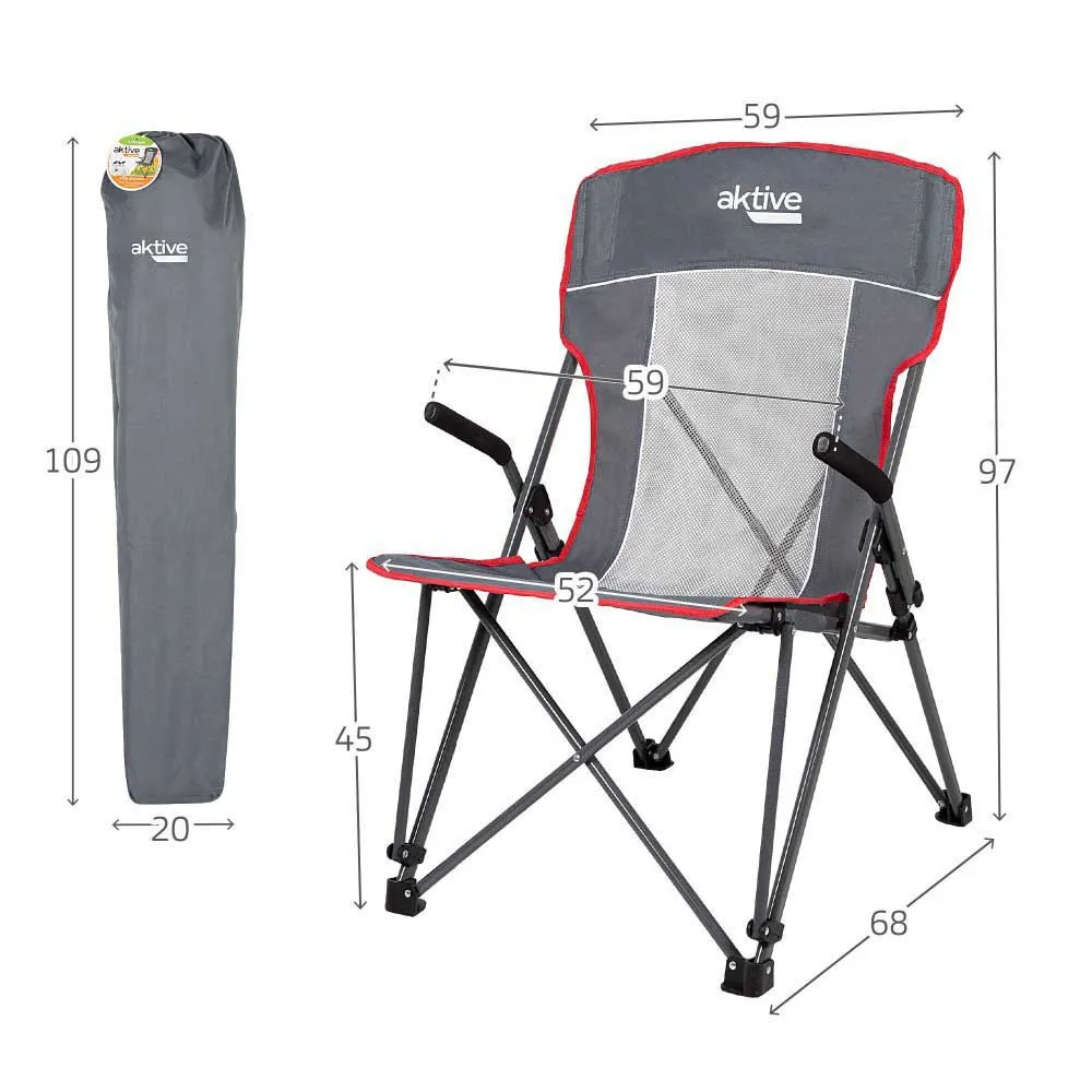 Aktive Camping With Grid Stuhl, Grey, 59 x 69 x 97cm Aktive Camping With Grid Stuhl, Grey, 59 x 69 x 97cm