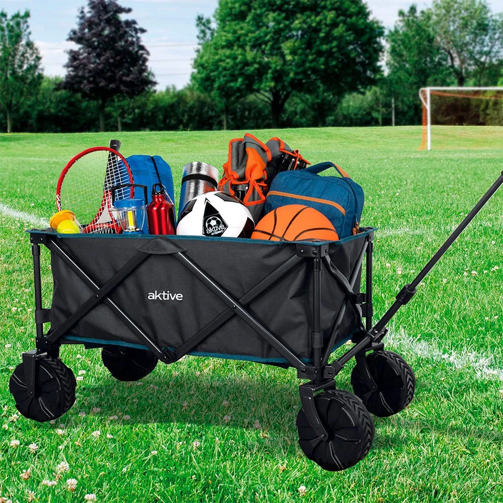 Aktive Faltbarer Bollerwagen Mit Rädern Für Sand 50kg, Navy / black, 91 x 56 x 49cm Aktive Faltbarer Bollerwagen Mit Rädern Für Sand 50kg, Navy / black, 91 x 56 x 49cm