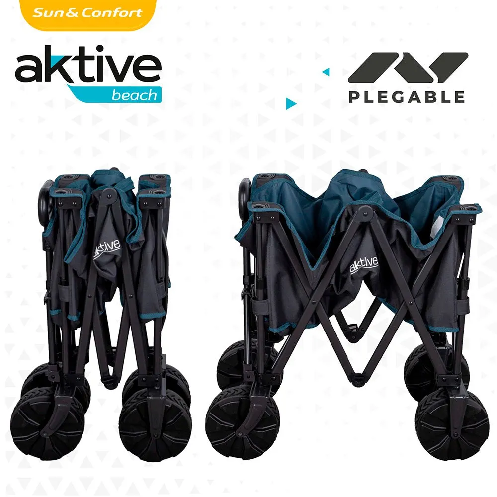 Aktive Faltbarer Bollerwagen Mit Rädern Für Sand 50kg, Navy / black, 91 x 56 x 49cm Aktive Faltbarer Bollerwagen Mit Rädern Für Sand 50kg, Navy / black, 91 x 56 x 49cm