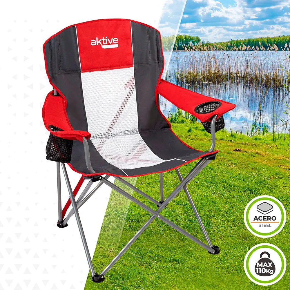 Aktive Faltbarer Campingstuhl 60x58.5x98 Cm, Red / black, One Size Aktive Faltbarer Campingstuhl 60x58.5x98 Cm, Red / black, One Size