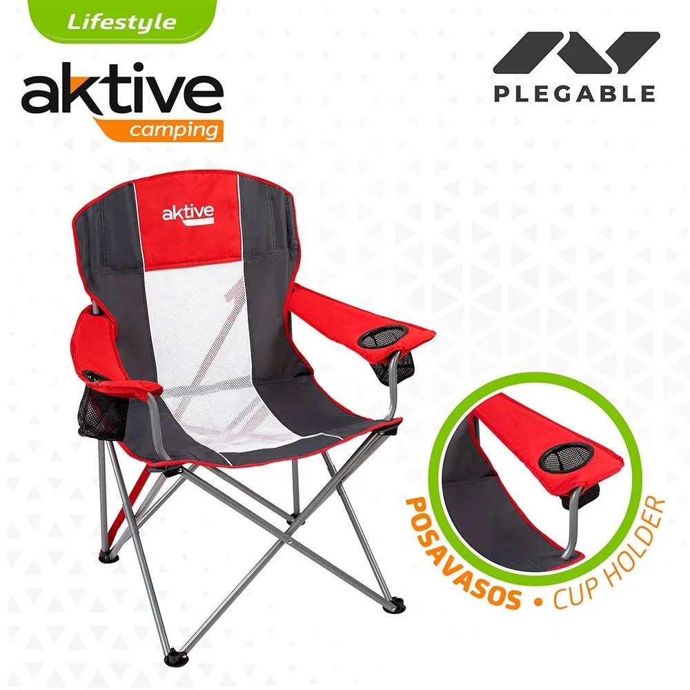 Aktive Faltbarer Campingstuhl 60x58.5x98 Cm, Red / black, One Size Aktive Faltbarer Campingstuhl 60x58.5x98 Cm, Red / black, One Size