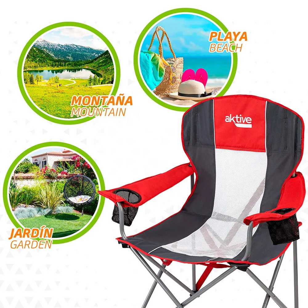 Aktive Faltbarer Campingstuhl 60x58.5x98 Cm, Red / black, One Size Aktive Faltbarer Campingstuhl 60x58.5x98 Cm, Red / black, One Size