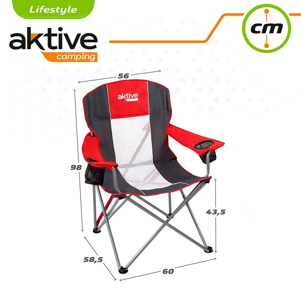 Aktive Faltbarer Campingstuhl 60x58.5x98 Cm, Red / black, One Size Aktive Faltbarer Campingstuhl 60x58.5x98 Cm, Red / black, One Size