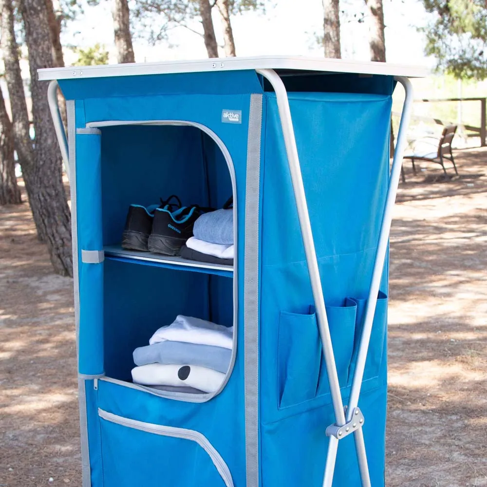Aktive Faltbarer Kleiderschrank Mit 4 Ebenen 62x53x140 Cm, Blue, One Size Aktive Faltbarer Kleiderschrank Mit 4 Ebenen 62x53x140 Cm, Blue, One Size