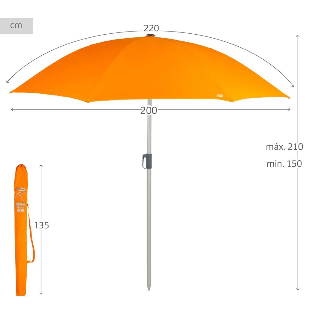 Aktive Faltbarer Sonnenschirm Mit Uv50 220 Cm, Orange, One Size Aktive Faltbarer Sonnenschirm Mit Uv50 220 Cm, Orange, One Size