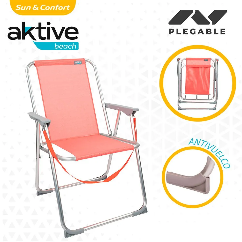 Aktive Fester Klappbarer Strandstuhl Aus Aluminium, Coral, One Size Aktive Fester Klappbarer Strandstuhl Aus Aluminium, Coral, One Size