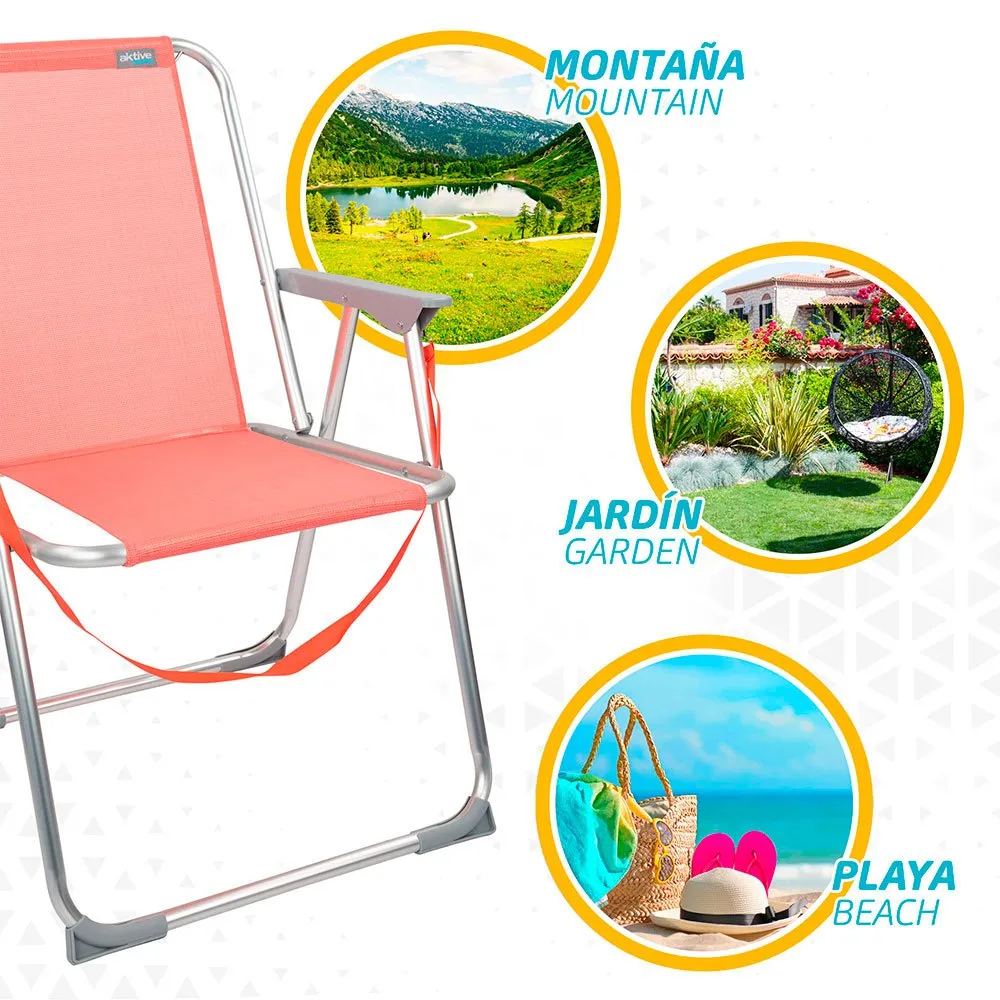 Aktive Fester Klappbarer Strandstuhl Aus Aluminium unisex, Coral, One Size