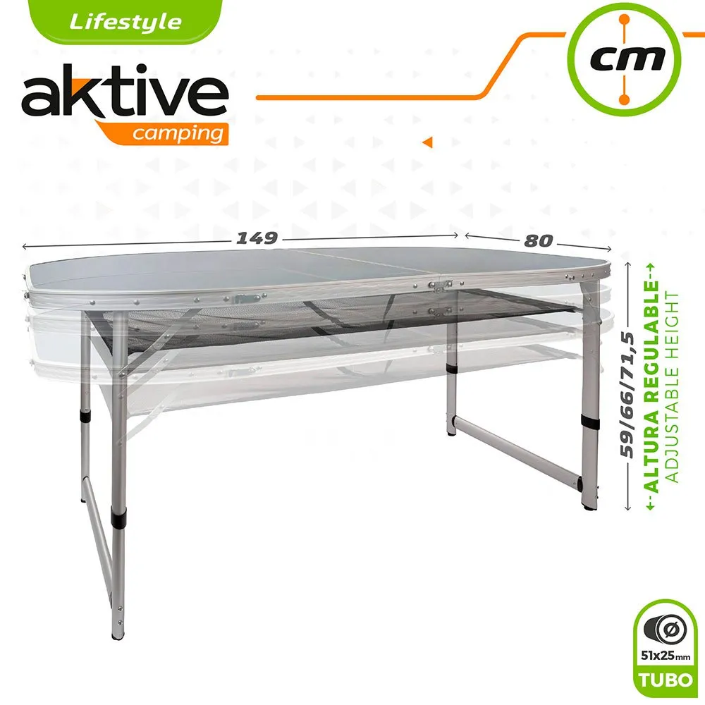 Aktive Height Adjus Folding Camping Table With Mesh Tisch, Grey, One Size Aktive Height Adjus Folding Camping Table With Mesh Tisch, Grey, One Size