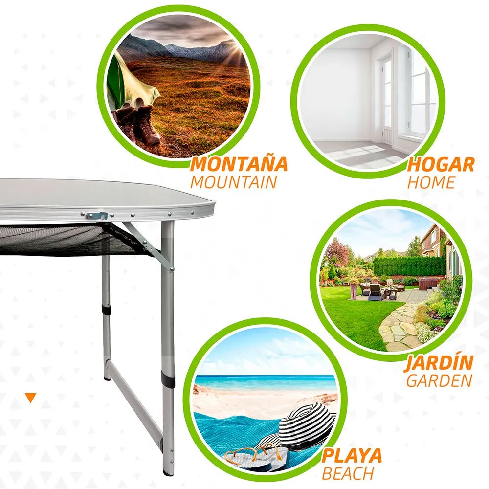 Aktive Height Adjus Folding Camping Table With Mesh Tisch, Grey, One Size Aktive Height Adjus Folding Camping Table With Mesh Tisch, Grey, One Size