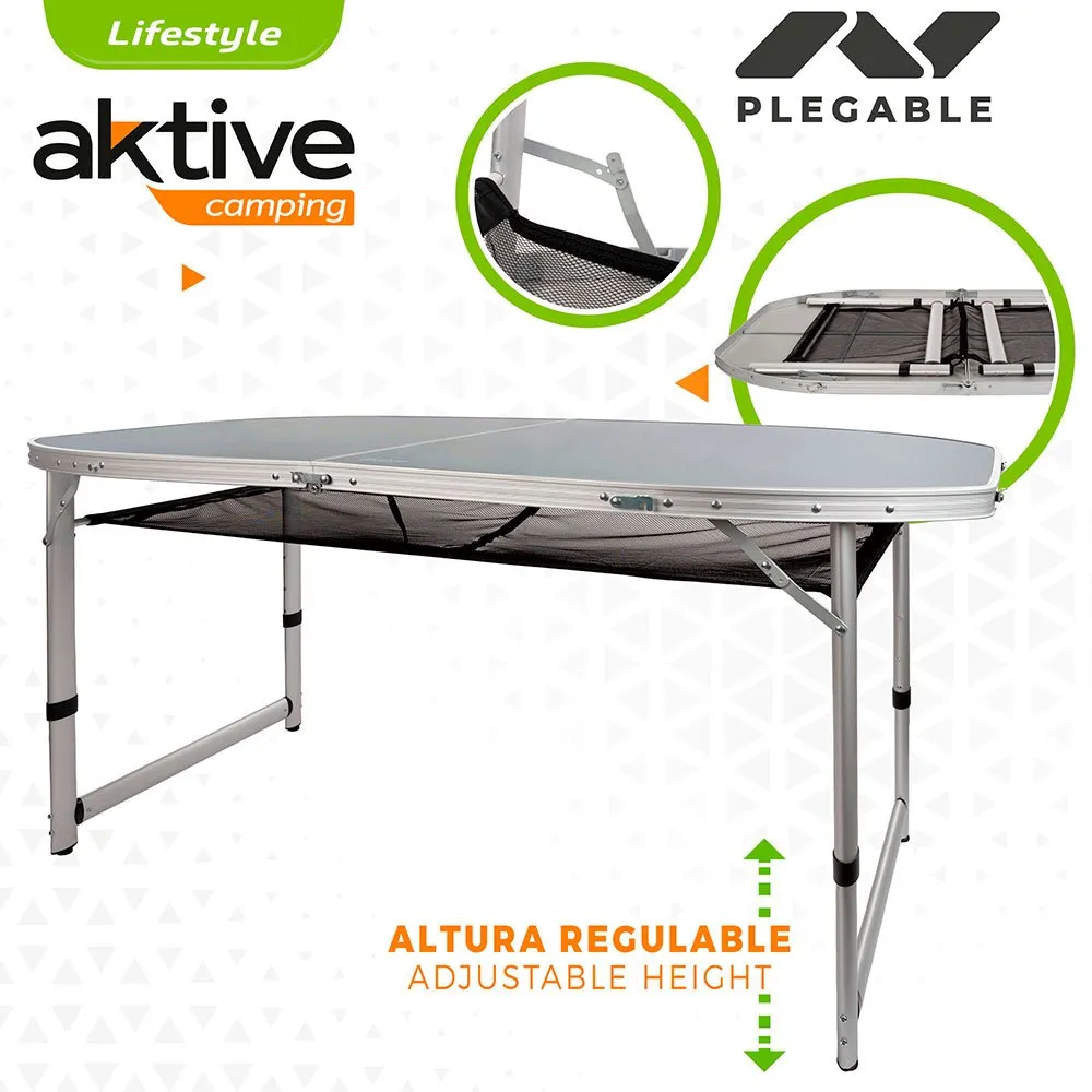 Aktive Height Adjus Folding Camping Table With Mesh Tisch, Grey, One Size Aktive Height Adjus Folding Camping Table With Mesh Tisch, Grey, One Size