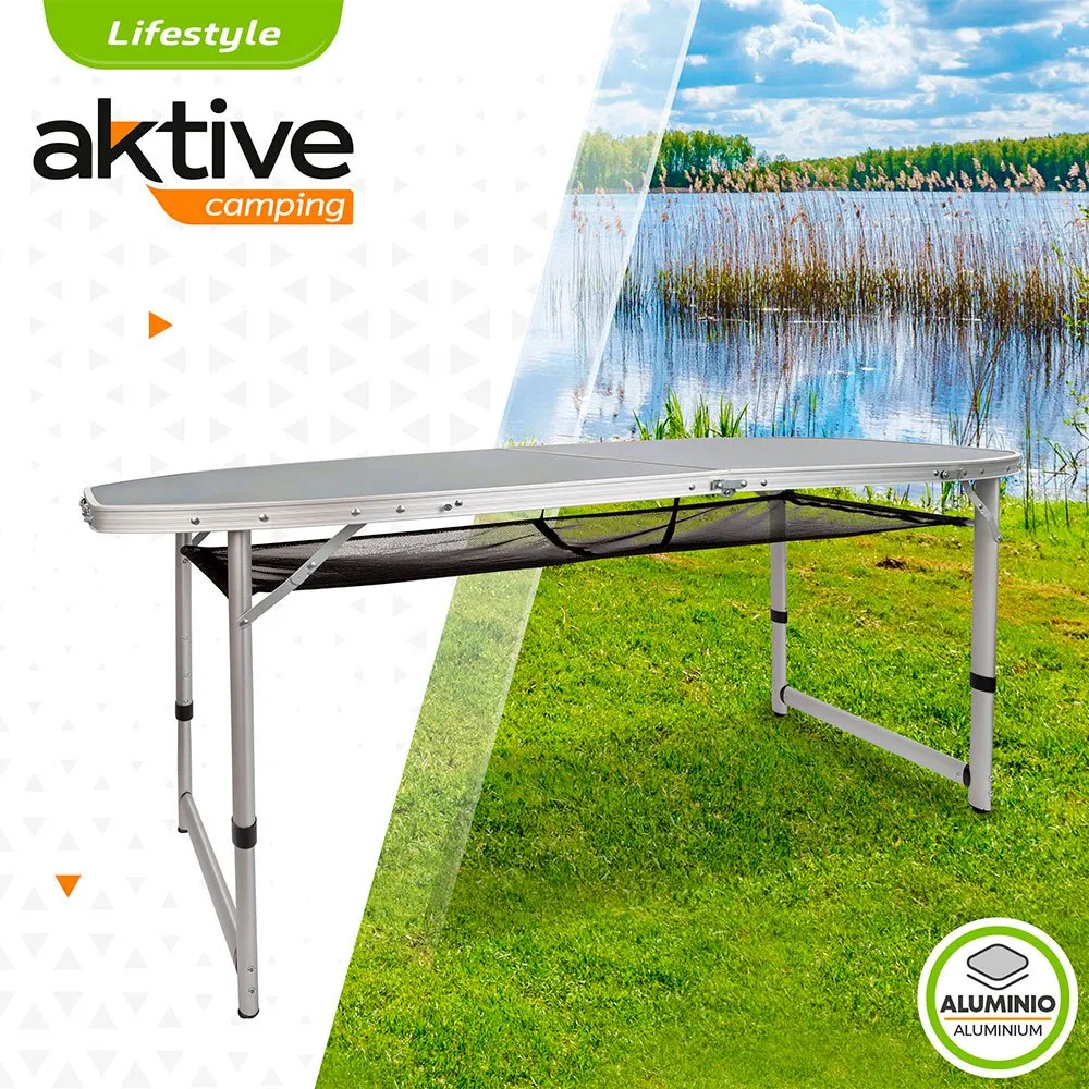 Aktive Height Adjus Folding Camping Table With Mesh Tisch, Grey, One Size Aktive Height Adjus Folding Camping Table With Mesh Tisch, Grey, One Size