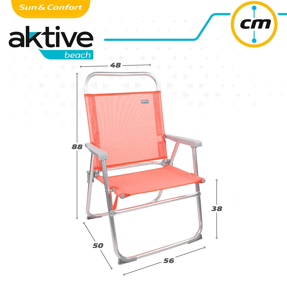 Aktive Hoher Klappbarer Strandstuhl Aus Aluminium, Coral, One Size Aktive Hoher Klappbarer Strandstuhl Aus Aluminium, Coral, One Size