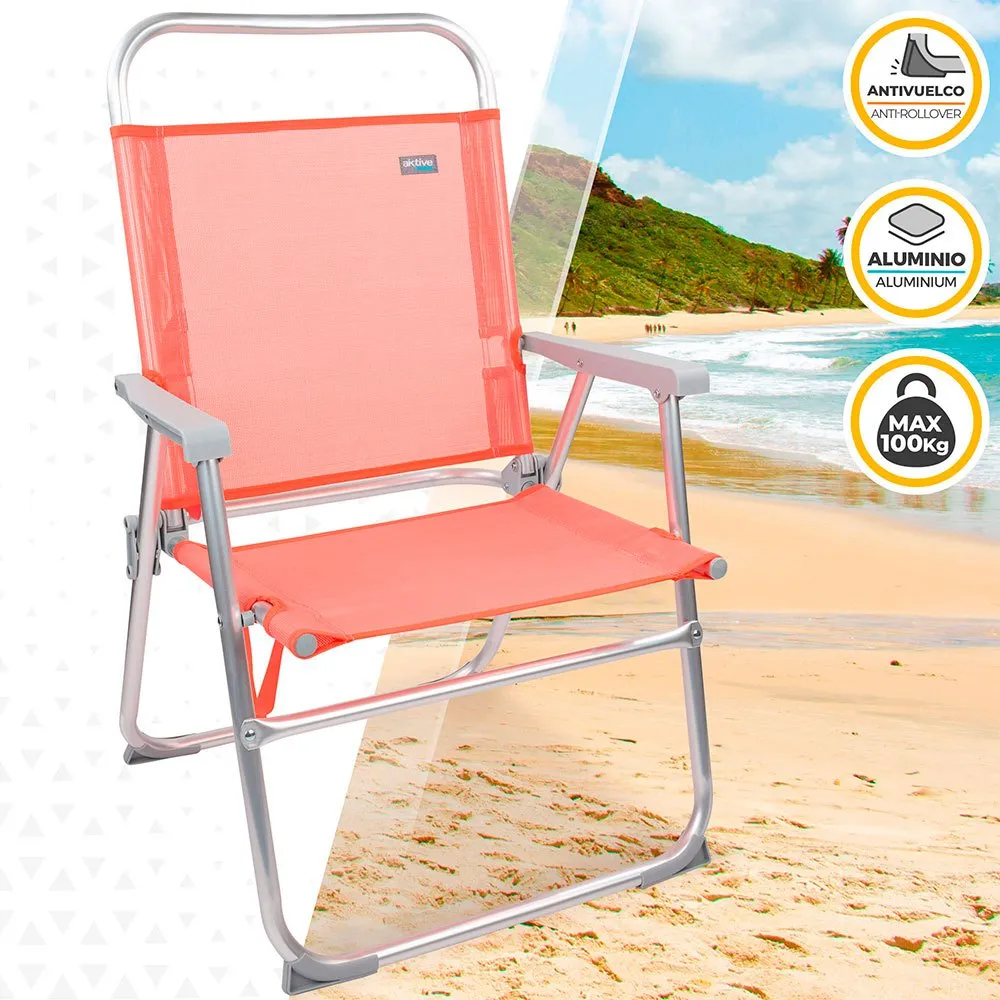 Aktive Hoher Klappbarer Strandstuhl Aus Aluminium, Coral, One Size Aktive Hoher Klappbarer Strandstuhl Aus Aluminium, Coral, One Size
