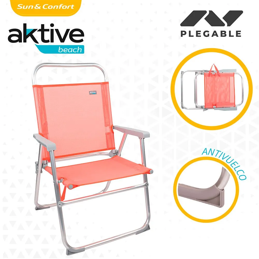 Aktive Hoher Klappbarer Strandstuhl Aus Aluminium, Coral, One Size Aktive Hoher Klappbarer Strandstuhl Aus Aluminium, Coral, One Size