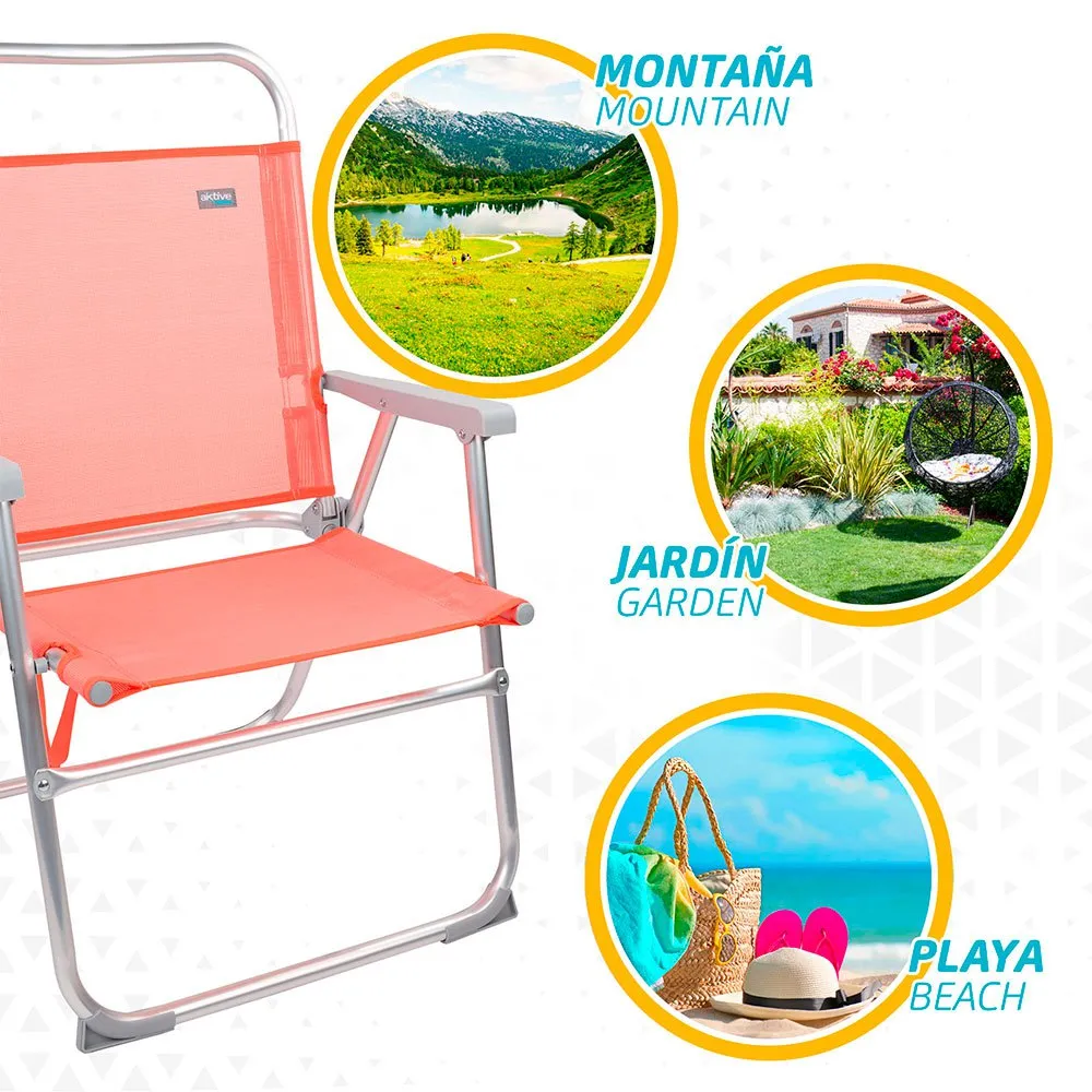 Aktive Hoher Klappbarer Strandstuhl Aus Aluminium unisex, Coral, One Size Aktive Hoher Klappbarer Strandstuhl Aus Aluminium unisex, Coral, One Size