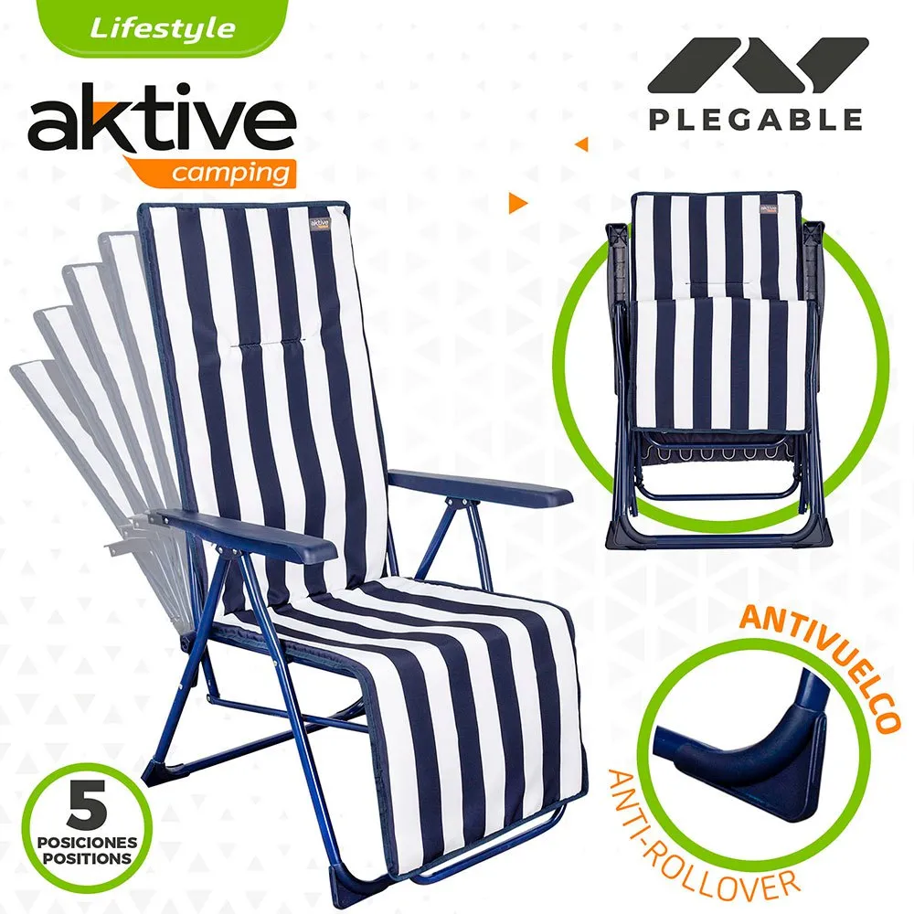 Aktive Klappbare Sonnenliege 5-fach Verstellbar, Navy / white, 59 x 59 x 109cm Aktive Klappbare Sonnenliege 5-fach Verstellbar, Navy / white, 59 x 59 x 109cm