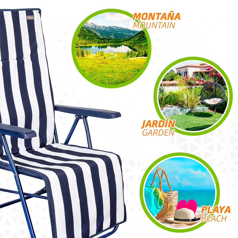 Aktive Klappbare Sonnenliege 5-fach Verstellbar, Navy / white, 59 x 59 x 109cm Aktive Klappbare Sonnenliege 5-fach Verstellbar, Navy / white, 59 x 59 x 109cm