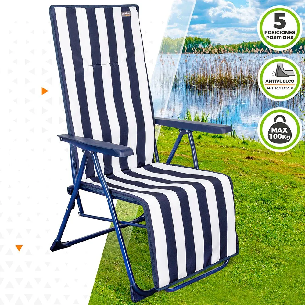 Aktive Klappbare Sonnenliege 5-fach Verstellbar, Navy / white, 59 x 59 x 109cm Aktive Klappbare Sonnenliege 5-fach Verstellbar, Navy / white, 59 x 59 x 109cm