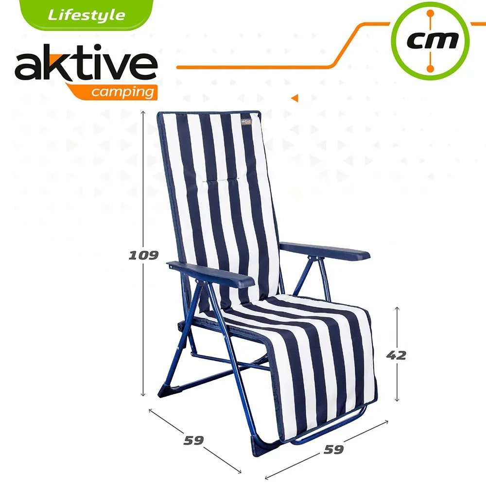 Aktive Klappbare Sonnenliege 5-fach Verstellbar, Navy / white, 59 x 59 x 109cm Aktive Klappbare Sonnenliege 5-fach Verstellbar, Navy / white, 59 x 59 x 109cm