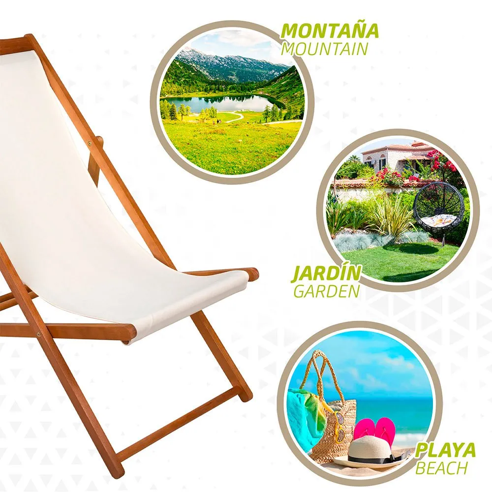Aktive Klappbare Sonnenliege Aus Akazienholz unisex, Wooden / white, One Size