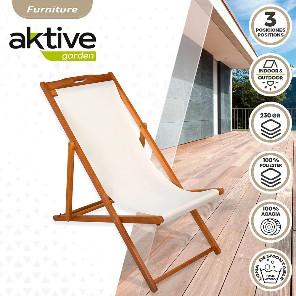 Aktive Klappbare Sonnenliege Aus Akazienholz, Wooden / white, One Size Aktive Klappbare Sonnenliege Aus Akazienholz, Wooden / white, One Size